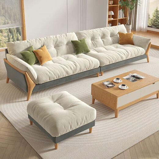 Nordic log cream style sofa living room new modern simple small apartment cat scratch cloth cloud sofa cat scratch cloth-sponge style 2.2 meters straight
