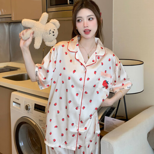 MODAL 2025 Été Nouveau printemps et automne Nouveau pantalon à manches courtes sucré et mignon Couverture de pyjamas à manches courtes peut être portée sur les vêtements extérieurs de la soie de glace de haute qualité 9905 [pantalon à manches courtes] M [80-100jin suggéré [Jin est égal à 0,5 kg]]]