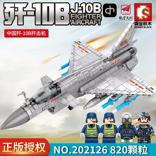 LE11 High-Zhi 18 Mehrzweckrelais Blöcke J20 Kämpfer Military Model Assembly Boy Toy Geschenk Starker 5-köpfiger Streik [679 Partikel]