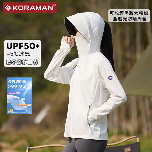 Koraman Outdoor Sonnenschutzkleidung für Frauen atmungsaktiv und elastischer schlanker Sport Windbreaker männlicher Internet Promi KR9905 Hellgrau (weiblich) Vinylhut Brim m