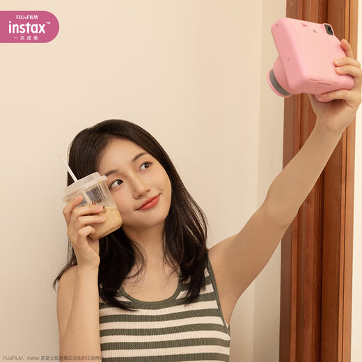 Fuji instax miniSE one-time imaging instant camera travel smart photo gift pink package 2 official content + white border 20 photos + SE silicone case