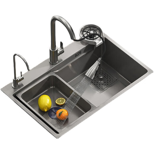 KOHLER nano kitchen sink large single tank gray thickened 304 stainless steel household dish basin 600X450 round faucet package