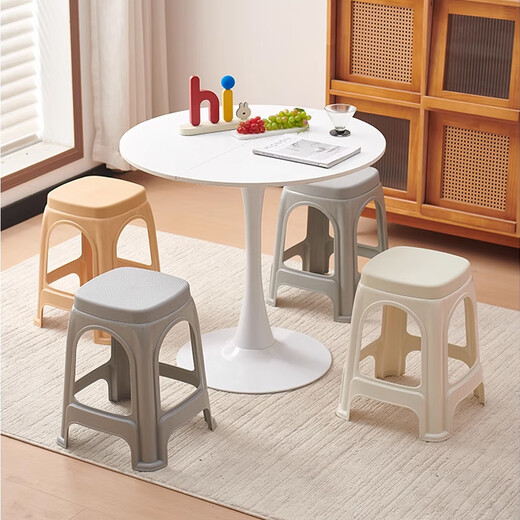 Anafor plastic stool household small bench shoe changing stool baby dining chair learning chair back chair HK5178 gray
