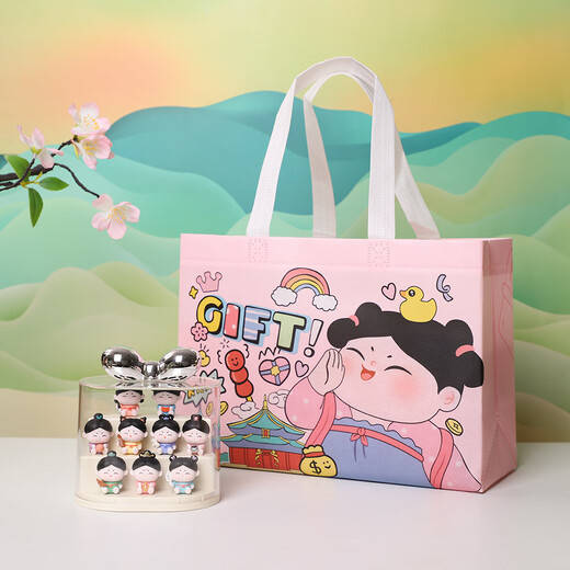 如果（Roogo）古风国潮治愈系小摆件创意装饰品办公桌面可爱仕女送女生生日礼物 唐八艺萌粒8粒+银色展示架+礼袋