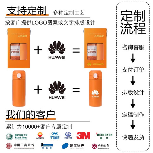 信笔商务伴手礼实用小礼品保温杯雨伞风扇礼盒定制公司开业展会活动赠品会议团建礼物送员工客户随手礼 运动水杯+珊瑚毛巾+【紫气东来手提礼盒】
