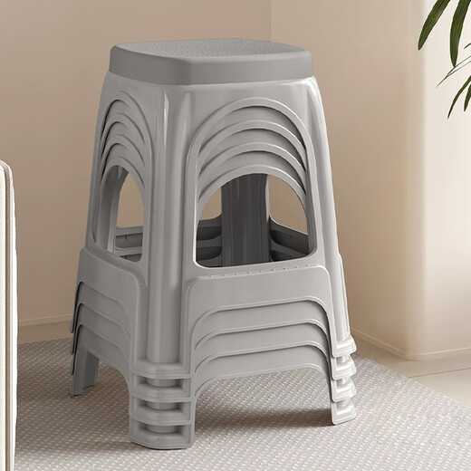 Anafor plastic stool household small bench shoe changing stool baby dining chair learning chair back chair HK5178 gray