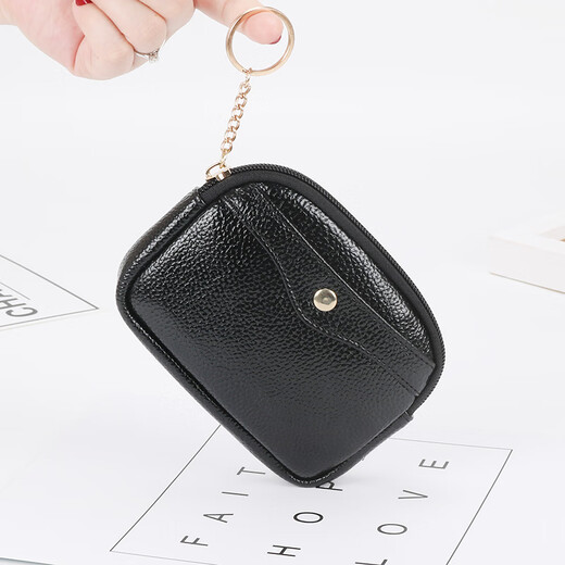 Kangaroo Frauen weiche Ledermünze Brieftasche Mädchen Reißverschlussbeutel Coin Bag Koreanische Version Kurzer kleiner Brieftasche Mini Handtasche Schlüsselkarte Freundin Frau Mutter Geburtstag Valentinstag Geschenk Schwarz