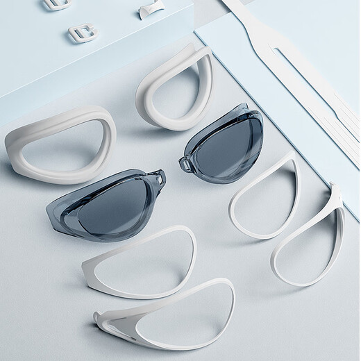 Li Ning (LI-NING) swimming goggles myopia waterproof anti-fog high-definition mid-frame men's and women's professional training swimming goggles swimming cap earplugs set equipment black swimming goggles + swimming cap + nose clip earplugs 500