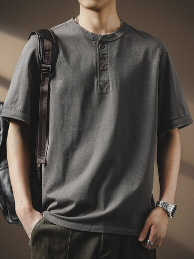 
New Balance high-end American retro Henry neck Polo shirt men's summer trendy brand loose t-shirt pure cotton heavy short-sleeved T-shirt men's white 2XL suitable for 170-190Jin [Jin equals 0.5 kg]