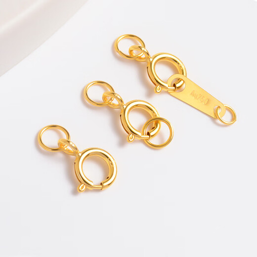 Yuyao pure 18k gold spring buckle head closed accessories pearl women's necklace bracelet DIY material word printing plate connection buckle 5mm closed spring buckle