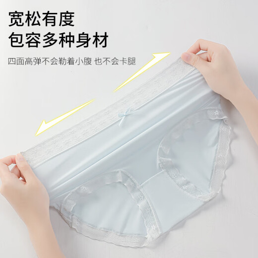 都市丽人女士蕾丝内裤乳酸菌三角裤女内裤舒适轻薄透气 浅兰+粉色+绿色+肤色 4条 L