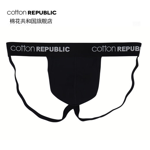 Cotton Republic cotton men's thong TBACK close-fitting double-butt sexy low-waist youth elastic soft pants M black 1510