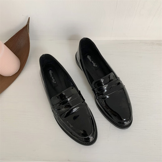 S.SOFEA平底小皮鞋女百搭乐福豆豆鞋春季 S6628-1枣红色 36