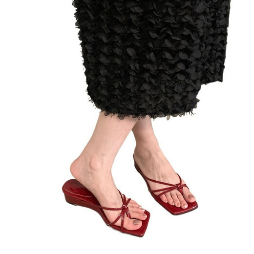 Pushui Method Taclips Slippers para mujeres que usan leopardo de verano estampado Cool Red 2025 5155-2 Negro 38