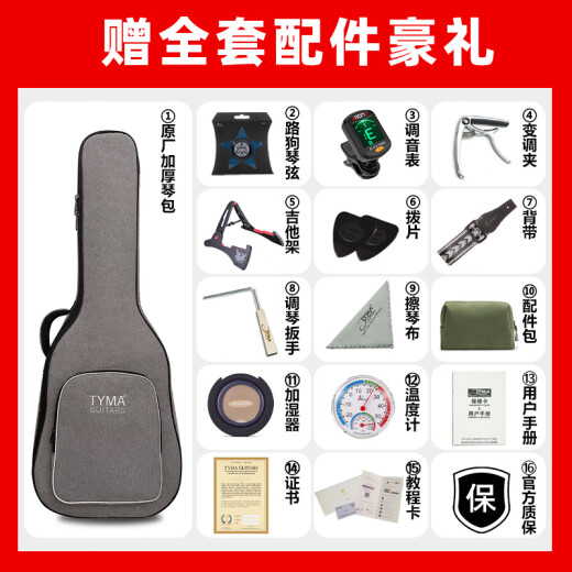 泰玛吉他TD10/TD12/TG10面单板民谣吉他新手入门弹唱指弹电箱 TG-12 原木亮光-40英寸面单