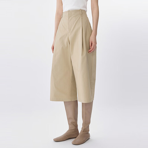 
JNBY [Same Model in Shopping Mall] 25 summer new casual pants for women wide-leg cropped pants 5P5E11980 273/paper khaki M