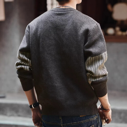 Post-exploración American Retro 698g pesado suéter para hombres engrosado para hombres engrosado 2024 nueva chaqueta de otoño e invierno para hombres xl (145-160jin [Jin equivale a 0.5 kg])