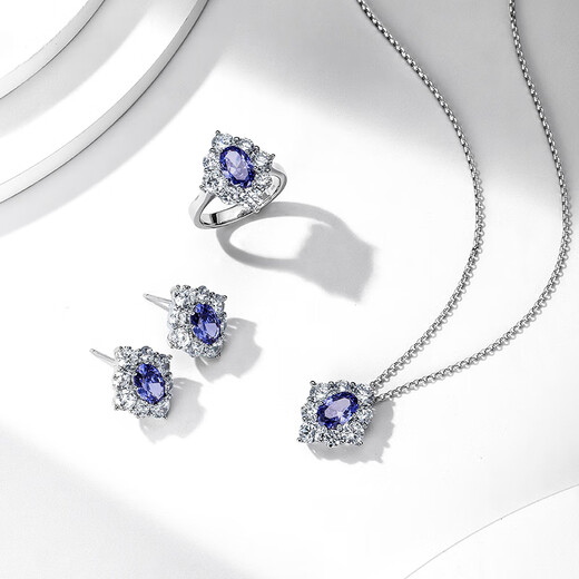 OlevoHKHL Star Language sterling silver tanzanite sapphire necklace women's light luxury niche clavicle chain high-end birthday gift Star Language set (necklace + earrings + ring) + brand gift box