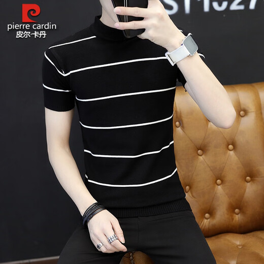 Pierre Cardin 2025 Neuer Frühlings- und Sommer-Strick-Kurzärmel-Männer trendy halbärmelige T-Shirt-Hemd Schlank