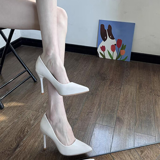 Zhenxi Tempérament blanc talons hauts pour les femmes au printemps et en été nouvelles chaussures simples couleur solide talons minces de travail