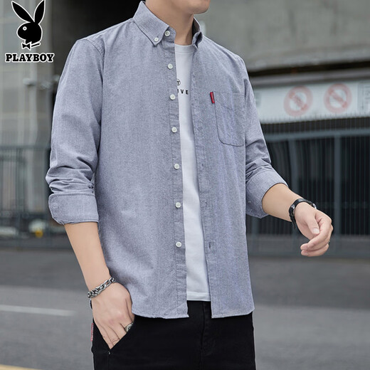 Playboy (Playboy) Shirt Herren-Langarmjacke Herren-Shirt Frühling und Herbst Business Casual Herren Mode Tops