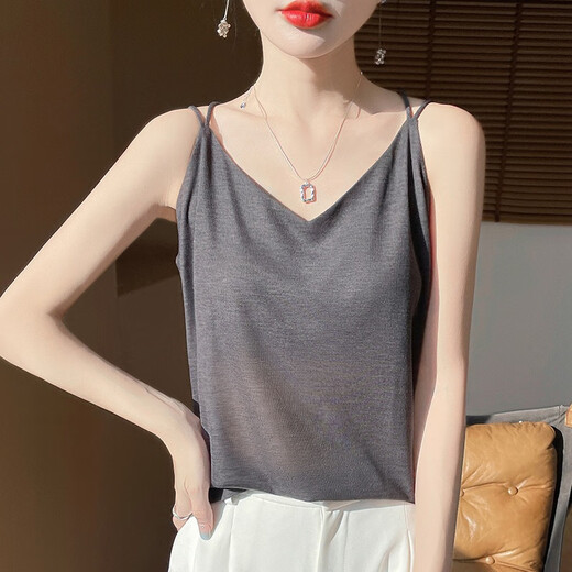 Gemila Knited Scoussen Gile pour femmes 2025 Été Nouveau style intérieur sans manches français arrière back top blanc xl 125-140jin [Jin est égal à 0,5 kg]