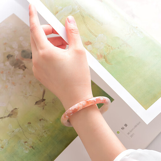 Kawamori Nr. 56 Natural Cherry Blossom Achate Armband Frauen Kristall hohes Eis transparent dreidimensional schwimmende Blumeneis Kreuzung Jade Armband Spezialpreis 695
