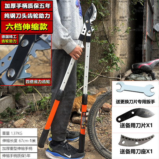 Changlin imported from Germany, special large scissors for pruning branches and fruit trees, power pliers for cutting flower branches, large thick branch telescopic, German Changlin 6-speed telescopic (gear labor-saving) + gifts