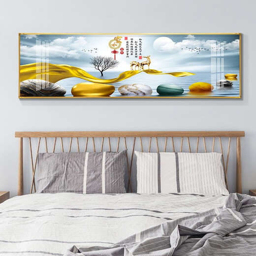 Tongdi Modern Simple Bedroom Decoration Peinture Nordic Style Salle PEINTURE PEINTURE COMPLET Hôtel B&B Hôtel Elk peinture de suspension 03 Jiahe Fugui 12147 Crystal Porcelain Painting 200 * 60 Recommandation de lit de 2 mètres personnalisé en cadre noir
