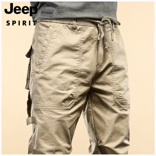 JEEP SPIRIT work pants for men's spring and summer new trendy trousers casual and versatile cotton loose sports pants 679 khaki (summer style) 28 (recommended 95-110 Jin [Jin equals 0.5 kg])