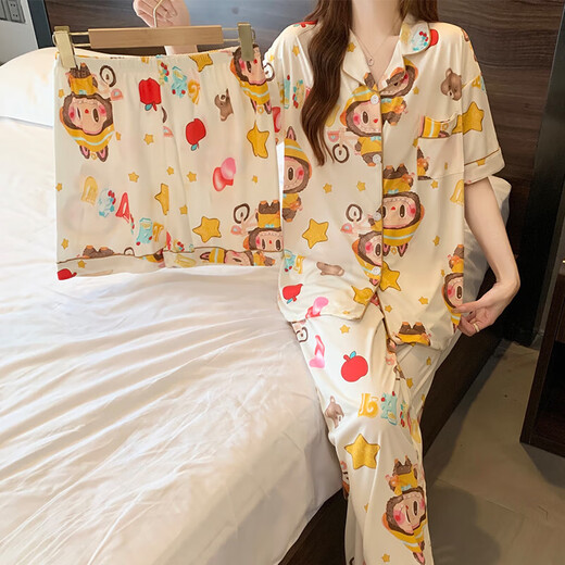 
Thin three-piece pajamas new summer short-sleeved shorts trousers sweet and cute cartoon anime student home clothing set KK14137 XL [Suggested 115-135Jin [Jin equals 0.5 kg]]