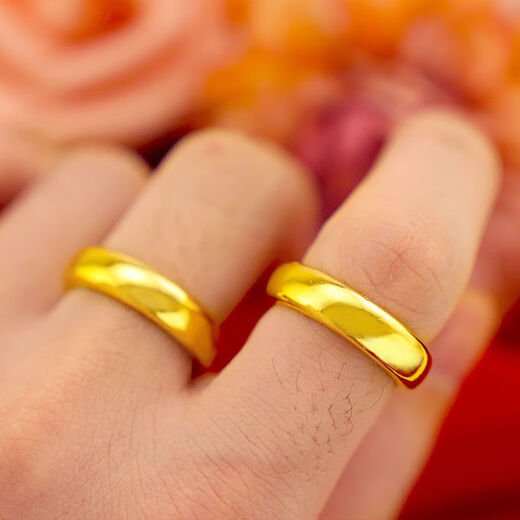 Pang Donglai's same Vietnamese sand gold ring with steel seal for men and women, wedding ring, smooth, simple and long-lasting, men's medium size 9 (recommended 120-150 Jin Jin equals 0.5 kg)