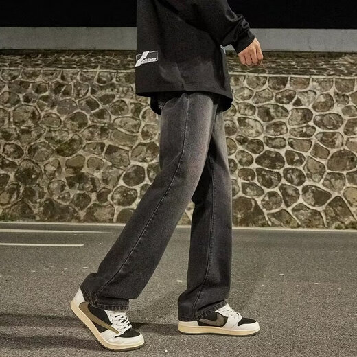 美式复古cleanfit微喇牛仔裤男春夏季新款痞帅百搭水洗长裤子男 XBNDMNZ-757黑色 M
