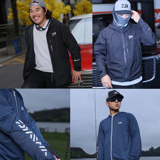 DAIWA Spring/Summer 25 DE-6025 High collar pullover/hooded zipper long-sleeved shirt cool fishing suit DE-6125 zipper hooded style black L
