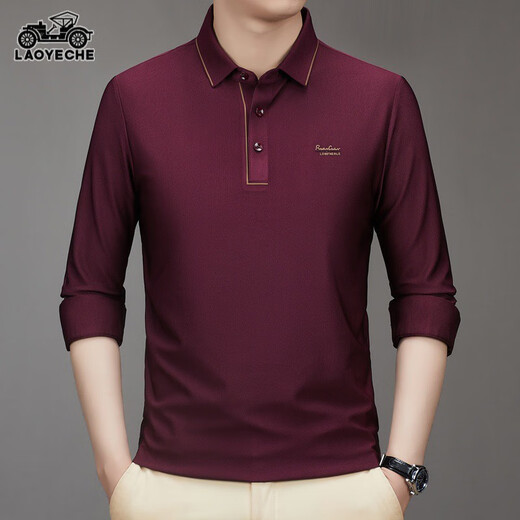 Classic Car Longäredes T-Shirt für Männer 2024 Herbst und Winter Neue Mitte des Mittelalters Dad Outfit Casual Base Polo-Hemd für Männer CQ3886 Brown 10xl 10590-110jin [Jin gleich 0,5 kg]