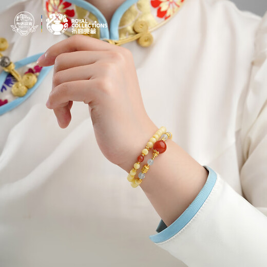 Potala Palace Beeswax Aquamarine Baonan Red 108 Beads Multi-treasure Agate Necklace Bracelet for Men and Women as a Birthday Gift for Girlfriend