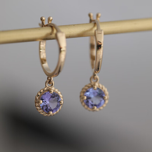 Shaoyu Natural Round Tanzanite Earrings Pendant Necklace 18k Gold Vintage Twist Inlaid Tanzania Origin Pendant (Excluding Chain)