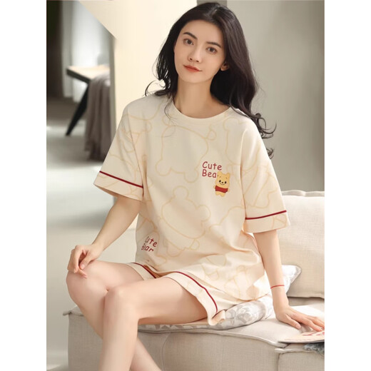 莫代尔睡衣女夏季纯棉短袖短裤薄款夏天可爱甜美可外穿家居服套装 YX-7504 9859 M 【建议80-100斤穿】