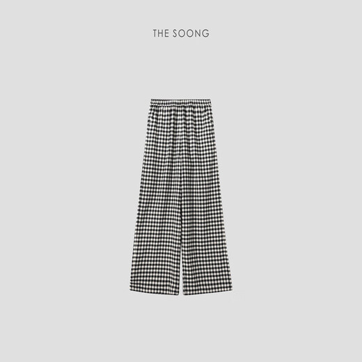 Le pantalon Soong / Plaid Pantalon classique en noir et blanc à plaid contrasté Soft Summer Mid-Wide-leg-leg décontracté Pantalon 6623 Plaid noir et blanc en avant-vente [Code de carte petit] 36 (tour de taille 62) [105jin [Jin est égal à 0,5 kg]]]