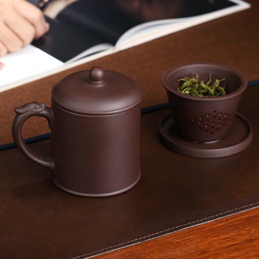 Centennial Liyong Yixing purple sand cover cup pure handmade original mineral purple mud dragon ball compartment cup tea water separation cup office tea cup