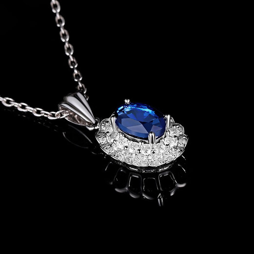 Ting Liang 0.7 carat Sri Lankan natural sapphire pendant 18k gold inlaid diamond necklace ready stock with 18K gold necklace