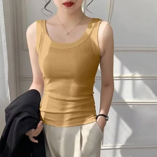 Summer Nuevo chaleco sin mangas de algodón para mujeres que usan una camisa base con un ajuste delgado y versátil atuendo de mujeres de mujeres Z Yuren 1050 White L