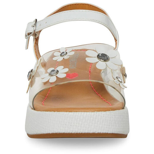 Steve Madden Girls' Shoes Unisex Farrah Wedge Sandals, White White 4 Big Kid