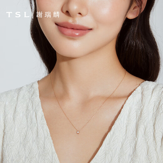 Xie Ruilin 18k rose gold diamond necklace women's temperament color gold clavicle chain chain BB408 pricing category (1 diamond, about 5 points in total)