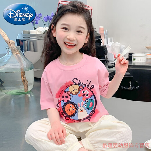Disney Women's Kurzärärmelte T-Shirt Sommer Kinder-Cartoon Polo-Hemd kleines und mittelgroßes Baby Pure Cotton Revers Pullover 2025 neuer Stil 02 [White-693] 90