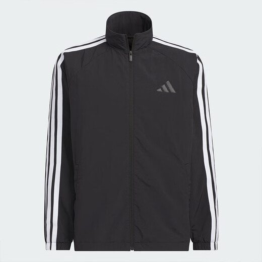 阿迪达斯 （adidas）外套男装 秋季新款插肩袖运动服休闲宽松梭织立领夹克外套 KC3892/黑色-三条纹/立领 L