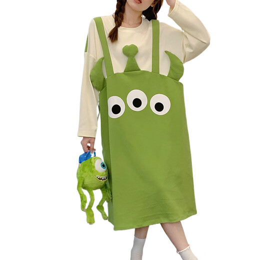 
COLORFUL GEMS spring and autumn new sweet large size long-sleeved nightgown student home clothes 16863 cute three-eyed baby B 170 M (suitable for 80-100 Jin [Jin equals 0.5 kg])