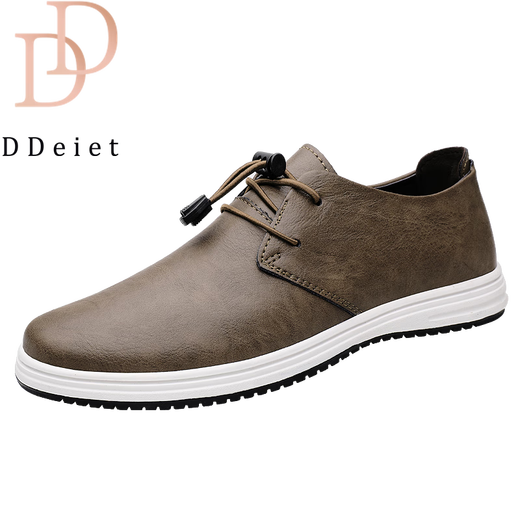 DDeiet brand men's shoes new trendy retro business casual all-match sneakers men's genuine leather soft-soled leather shoes men's khaki brand men's shoes 41 (255mm) leather shoe size