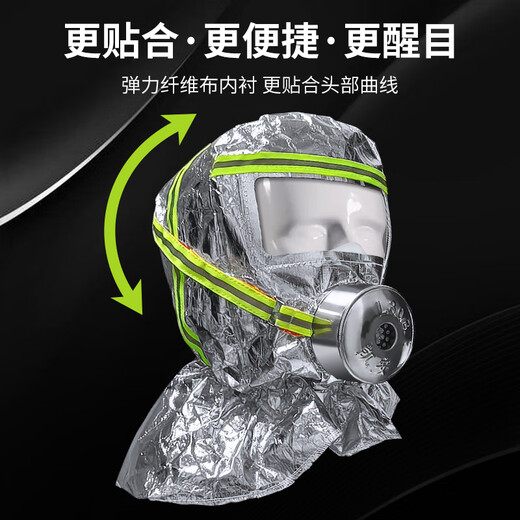 Jumu Kai'an fire mask national standard 3C certified anti-virus and anti-smoke mask fire escape mask filter respirator shawl style TZL30 silicone filter mask