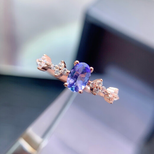 Lierui natural tanzanite ring s925 pure silver grains are all exquisite and exquisite Chinese Valentine's Day gift 4*6mm
